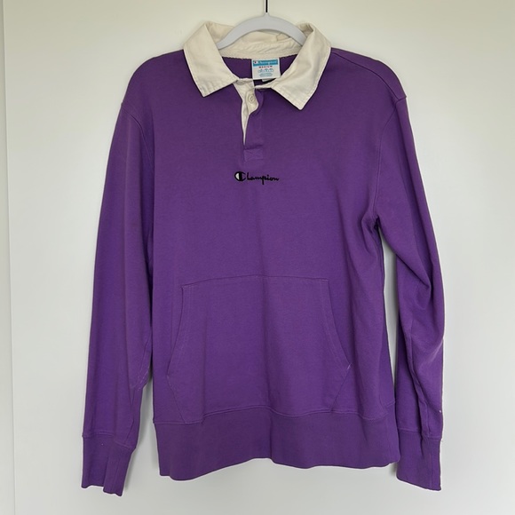 💜 2 for $30 / Champion Purple Collared Crewneck - Picture 1 of 6